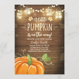 Baby Shower inbjudan Little Pumpkin Fall wood Rust