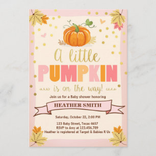 Baby Shower inbjudan Little Pumpkin Rosa Girl Fall