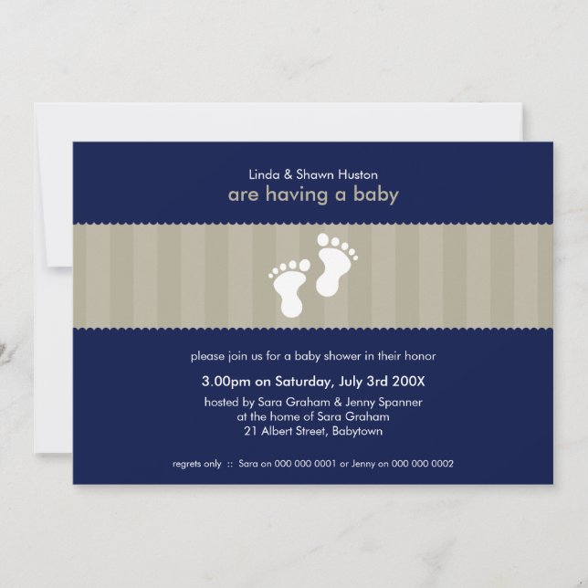 BABY SHOWER INBJUDAN: lycklig 8 L Inbjudningar (Framsida)
