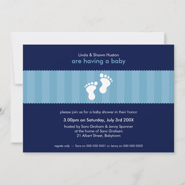 BABY SHOWER INBJUDAN: lycklig fot 3L Inbjudningar (Framsida)