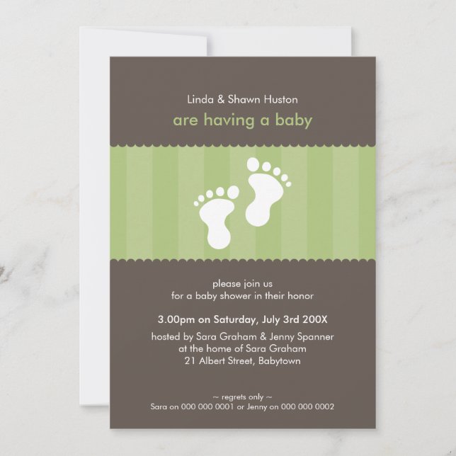 BABY SHOWER INBJUDAN: lycklig fötter 13P Inbjudningar (Framsida)