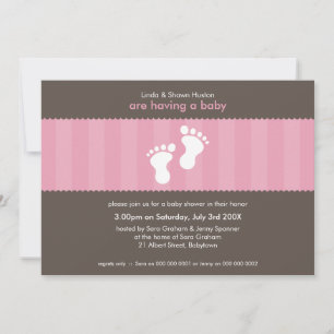 BABY SHOWER INBJUDAN: lycklig fötter 1L Inbjudningar