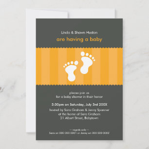 BABY SHOWER INBJUDAN: lycklig fötter 7P Inbjudningar