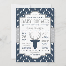Baby Shower-inbjudan, marin, Grått Inbjudningar