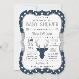 Baby Shower-inbjudan, marin, Grått Inbjudningar