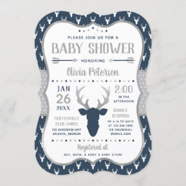 Baby Shower-inbjudan, marin, Grått Inbjudningar