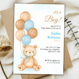 Baby shower-inbjudan med en söt teddybjörn  inbjudningar