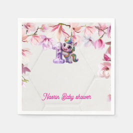 Baby Shower-inbjudan med enhörning Pappersservett