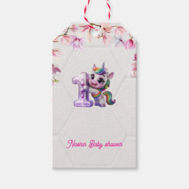 Baby Shower-inbjudan med enhörning Presentetikett