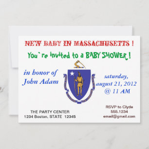 Baby Shower-inbjudan med Flagga av Massachusetts Inbjudningar