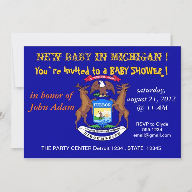 Baby Shower-inbjudan med Flagga av Michigan Inbjudningar (Framsida)