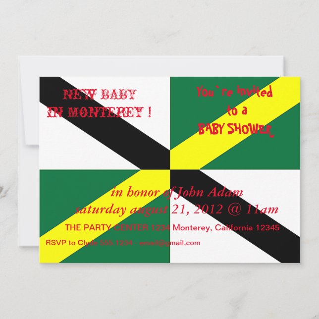 Baby Shower-inbjudan med Flagga av Monterey City Inbjudningar (Framsida)