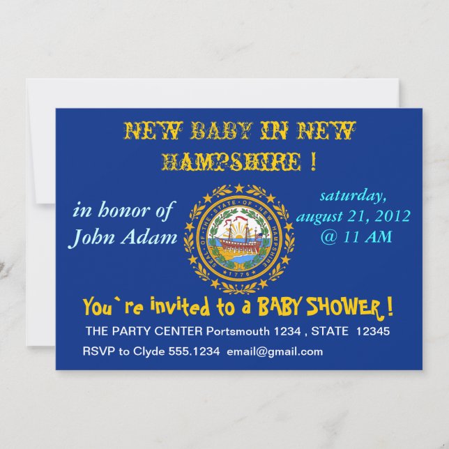 Baby Shower-inbjudan med Flagga av New Hampshire Inbjudningar (Framsida)