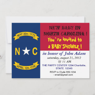 Baby Shower-inbjudan med Flagga av North Carolina Inbjudningar
