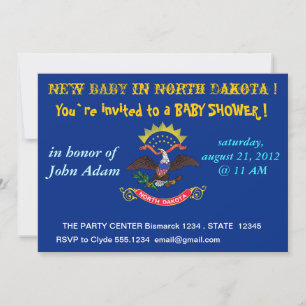 Baby Shower-inbjudan med Flagga av North Dakota Inbjudningar