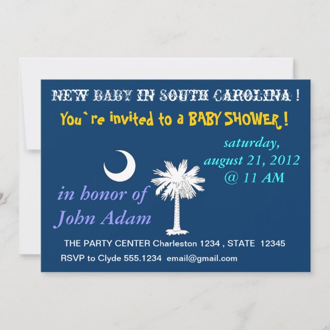 Baby Shower-inbjudan med Flagga av South Carolina Inbjudningar (Framsida)