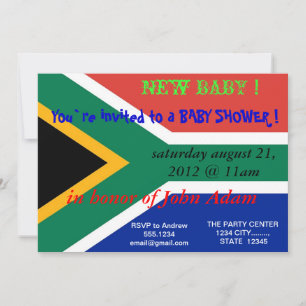 Baby Shower-inbjudan med Flagga av sydlig Afrika Inbjudningar