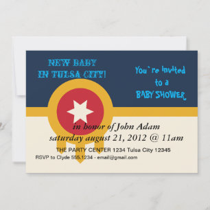 Baby Shower-inbjudan med Flagga av Tulsa, USA Inbjudningar