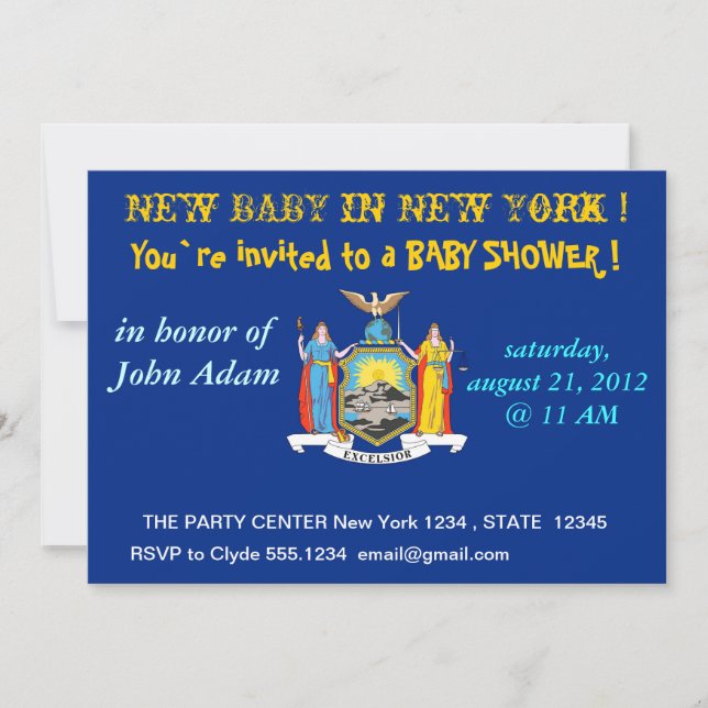 Baby Shower-inbjudan med Flagga från New York Inbjudningar (Framsida)
