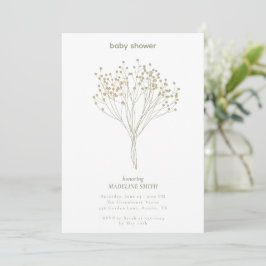 Baby Shower Inbjudan med Ömtålig Blommig Konst