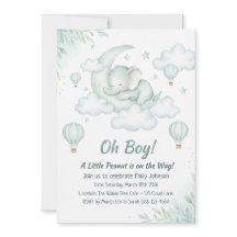 Baby Shower-inbjudan med Sleft Baby Elephant