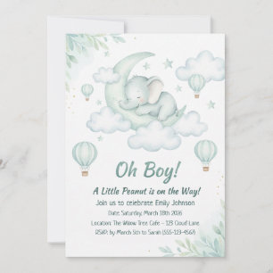 Baby Shower-inbjudan med Sleft Baby Elephant Inbjudningar