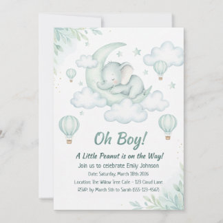Baby Shower-inbjudan med Sleft Baby Elephant Inbjudningar
