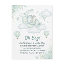 Baby Shower-inbjudan med Sleft Baby Elephant