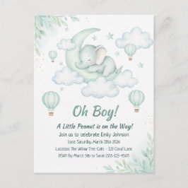 Baby Shower-inbjudan med Sleft Baby Elephant Vykort