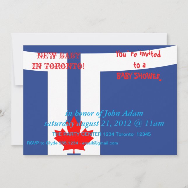 Baby Shower Inbjudan med Torontos flagga (Framsida)