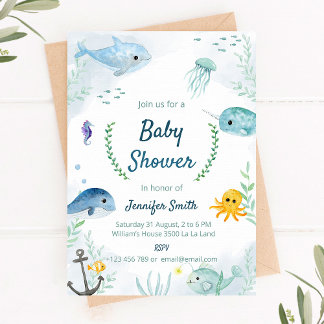 Baby Shower-inbjudan med under havstemat Inbjudningar
