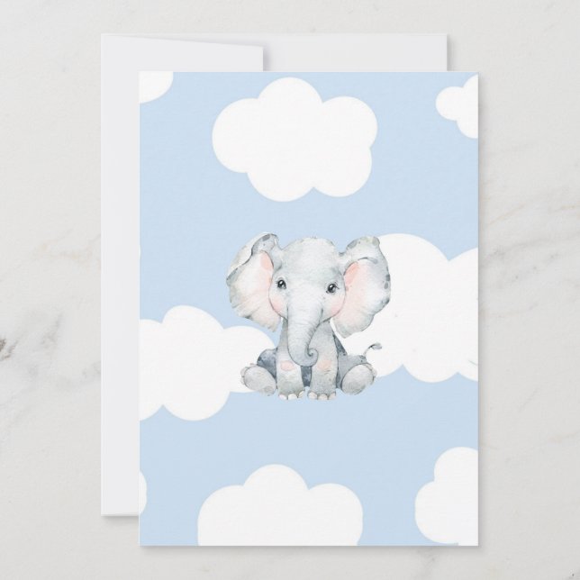 Baby Shower-inbjudan med vattenfärgselefant Inbjudningar (Baksida)