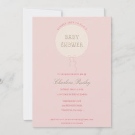 Baby Shower Inbjudan Minimal Ballong Rosa