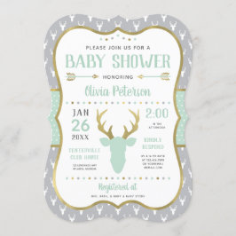 Baby Shower-inbjudan, Mint, Grått, Guld Inbjudningar