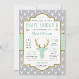 Baby Shower-inbjudan, Mint, Grått Inbjudningar