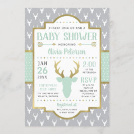 Baby Shower-inbjudan, Mint, Grått Inbjudningar