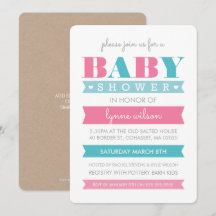 BABY SHOWER INBJUDAN moderna gender visar rosa blu