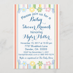 Baby Shower-inbjudan "Picnic Blommigt Inbjudan 2"