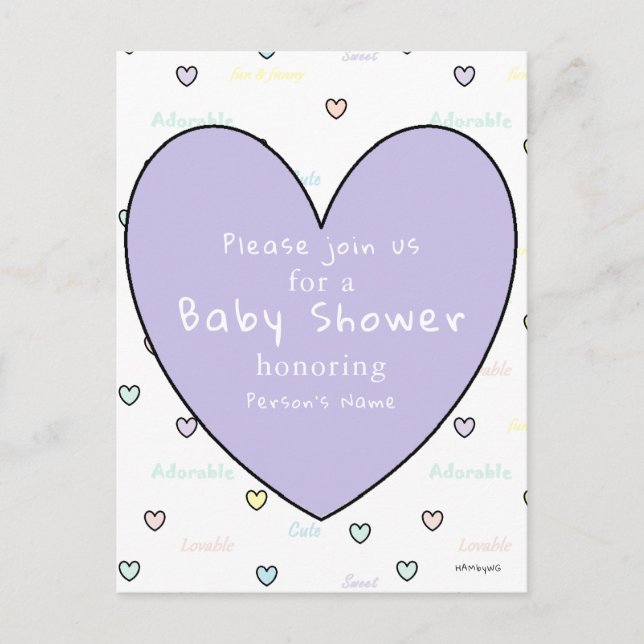 Baby Shower Inbjudan Postkort HAMbyWG (Framsida)