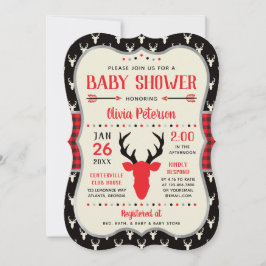 Baby Shower-inbjudan, Red, Black, Play Inbjudningar