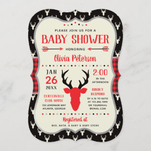 Baby Shower-inbjudan, Red, Black, Play Inbjudningar