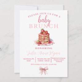 Baby Shower Inbjudan - Rosa Bow Brunch!