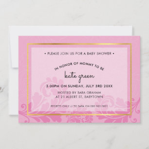 BABY SHOWER INBJUDAN söt, blomstrande blek rosa gu