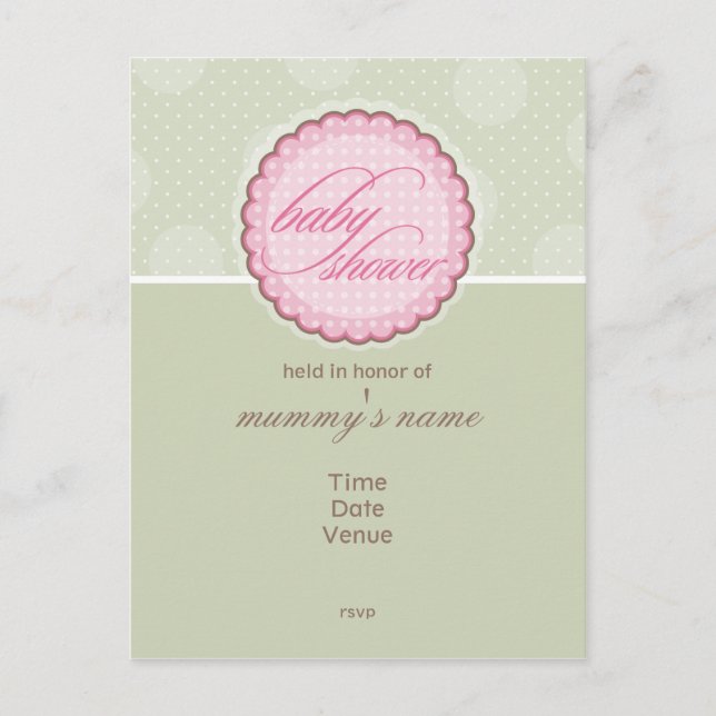 BABY SHOWER-INBJUDAN: Spot punkt Inbjudan Vykort (Framsida)