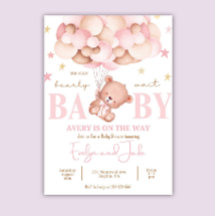 Baby Shower-inbjudan Stars Modern Boho Teddy Bea