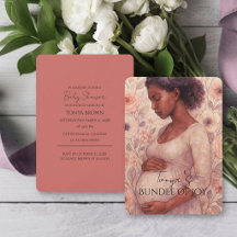 Baby Shower Inbjudan, Svart Gravid Kvinna
