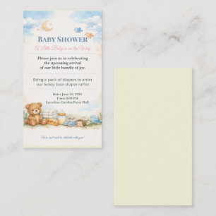 Baby Shower Inbjudan Teddybjörn Blöja Lotteri