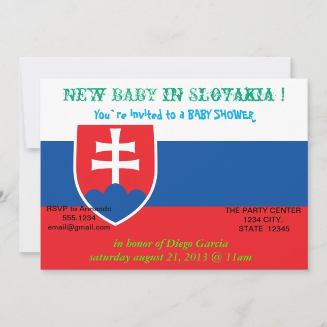 Baby Shower-inbjudan till Flagga i Slovakien Inbjudningar (Framsida)
