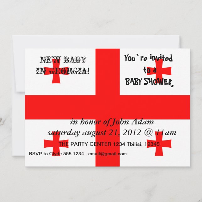 Baby Shower-inbjudan till Flagga of Georgia Inbjudningar (Framsida)