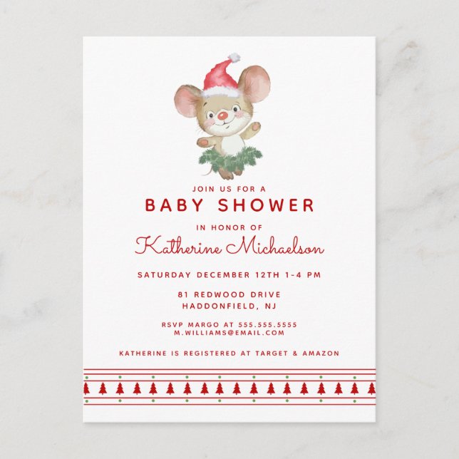 BABY SHOWER | Inbjudan till God jul-mus (Framsida)
